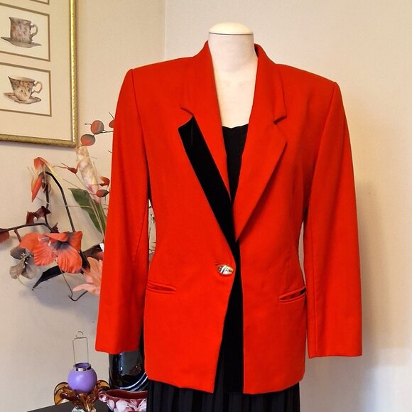 Vintage mr.jax Red Pure Virgin Wool Lined Blazer 100% Wool Jacket - Picture 3 of 11